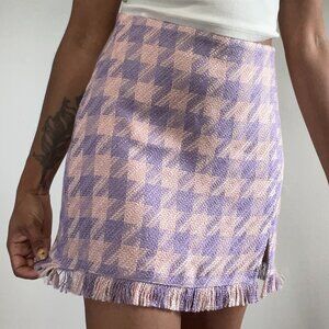 Stradivarius tweed mini skirt pink and lilac hound's tooth (new with tags)